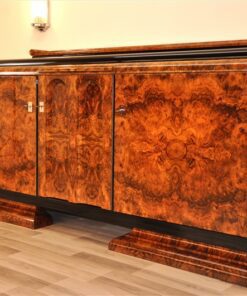 Art Deco, Sideboard, Buffet, Credenza, Aufbewahrung, Wurzelholz, Furnier, Maserung, Klavierlack, einzigartig, Antik, Design, Hochglanz