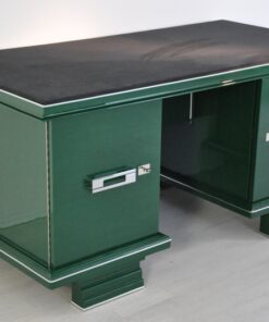 Art Deco, Schreibtisch, Tisch, Jaguar Racing Green, Original, Lack, Wohnzimmer, Büro, Design, Chromleisten, Alcantara, Leder