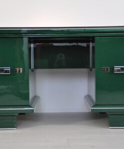 Art Deco, Schreibtisch, Tisch, Jaguar Racing Green, Original, Lack, Wohnzimmer, Büro, Design, Chromleisten, Alcantara, Leder