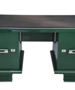 Art Deco, Schreibtisch, Tisch, Jaguar Racing Green, Original, Lack, Wohnzimmer, Büro, Design, Chromleisten, Alcantara, Leder