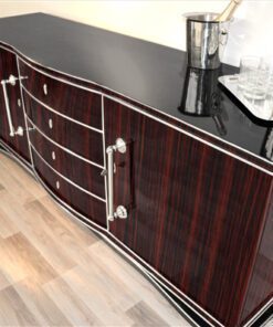 Art Deco, Original, Sideboard, Makassar, Design, Moebel, Furnier, XXL, Buffet, Schrank, hochglanz, Chromgriffe, Stauraum, handgefertigt