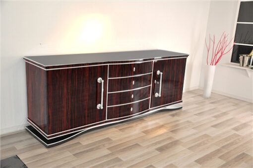 Art Deco, Original, Sideboard, Makassar, Design, Moebel, Furnier, XXL, Buffet, Schrank, hochglanz, Chromgriffe, Stauraum, handgefertigt