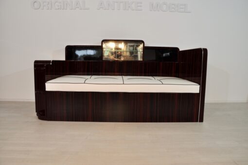 Art Deco, Daybed, Sofa, Makassar, Holz, Furnier, Lack, Klavierlack, Hochglanz, poliert, Handarbeit, Leder, Polster, Design, Kommode, Moebel, Couch