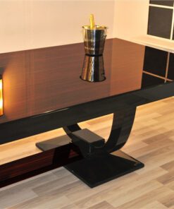 Art Deco, Esstisch, Makassar, Design, Tisch, Moebel, Wohnzimmer, Stuehle, Leder, Hochglanz, Luxus, Tafel, Handpoliert, Oberflaeche