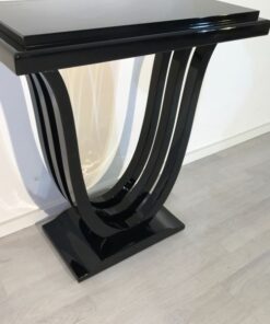 schwarz, elegant, konsole, art deco, toller fuß, wohnzimmer, design, nachbauten, Luxus, Funier, mahagoni, klavierlack, stil