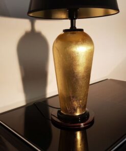 schwarz, gold, hochglanz, lampe, art deco, toller fuß, wohnzimmer, blattgold, lack, Luxus, Furnier, Kunstobjekt, Klavierlack