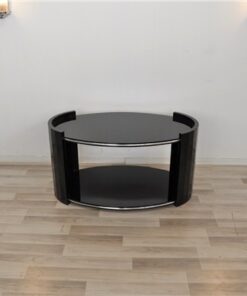 schwarz, hochglanz, couchtische, art deco, toller fuß, wohnzimmer, tisch, lack, Luxus, Furnier, Chromlinien, klavierlack,