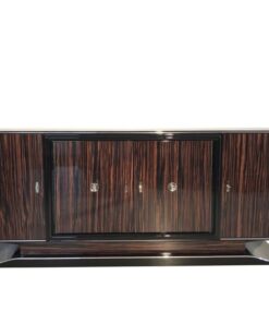 braun, hochglanz, sideboard, art deco, toller fuß, wohnzimmer, chromgriffe, lack, Luxus, Furnier, Chromlinien, klavierlack