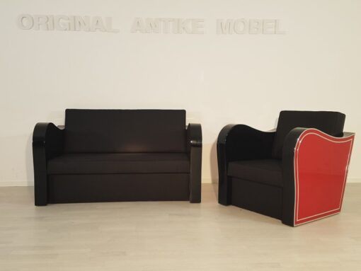 Art Deco, Design, Chromliner, Set, Design, Interior, Llyod Timm, Red, Black, Lacquer, high gloss, Handmade, Furniture