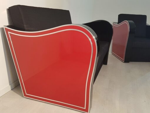 Art Deco, Design, Chromliner, Set, Design, Interior, Llyod Timm, Red, Black, Lacquer, high gloss, Handmade, Furniture