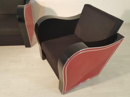 Art Deco, Design, Chromliner, Set, Design, Interior, Llyod Timm, Red, Black, Lacquer, high gloss, Handmade, Furniture