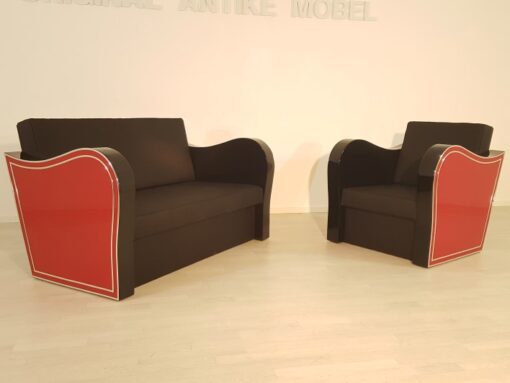 Art Deco, Design, Chromliner, Set, Design, Interior, Llyod Timm, Red, Black, Lacquer, high gloss, Handmade, Furniture