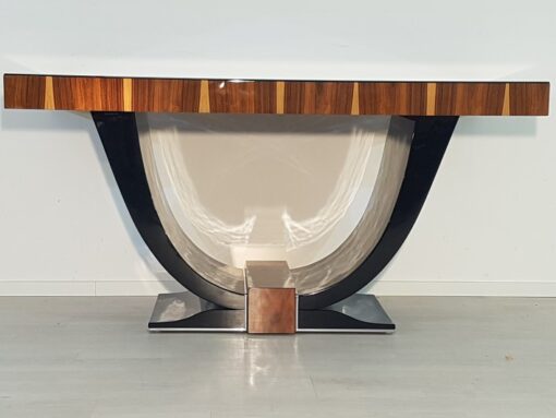 Art Deco, Tables, dining table, furniture, palisander, luxurious, wood, french, 1930s, high gloss, glass top, interior design