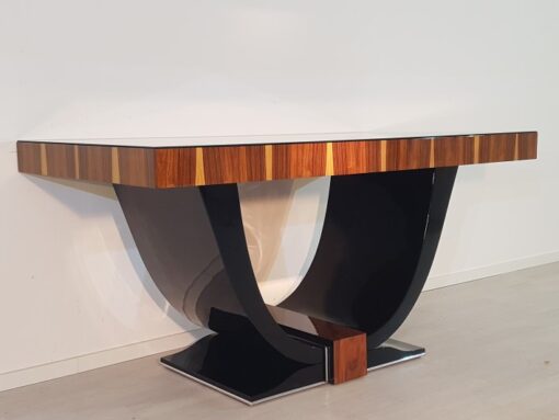 Art Deco, Tables, dining table, furniture, palisander, luxurious, wood, french, 1930s, high gloss, glass top, interior design