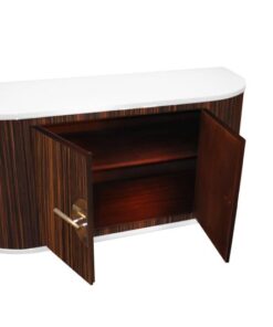 weiß, hochglanz, sideboard, art deco, toller fuß, wohnzimmer, chromgriffe, lack, Luxus, Furnier, Chromlinien, makassar, hochglanz