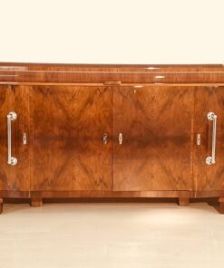 Art Deco, Sideboard, Design, innendesign, Moebel, Wohnzimmer, Aufbewahtung, Sideboard, buffet, Walnussholz, Restauration, Chromgriffe