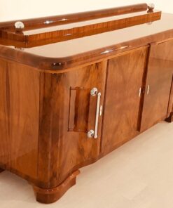 Art Deco, Sideboard, Design, innendesign, Moebel, Wohnzimmer, Aufbewahtung, Sideboard, buffet, Walnussholz, Restauration, Chromgriffe