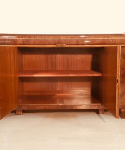 Art Deco, Sideboard, Design, innendesign, Moebel, Wohnzimmer, Aufbewahtung, Sideboard, buffet, Walnussholz, Restauration, Chromgriffe