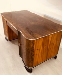 Art Deco, Moebel, Design, Schreibtisch, Wurzelholz, Walnuss, Furnier, braun, Wohnzimmer, Buero, Partnerschreibtisch, Frankreich,