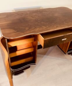 Art Deco, Moebel, Design, Schreibtisch, Wurzelholz, Walnuss, Furnier, braun, Wohnzimmer, Buero, Partnerschreibtisch, Frankreich,