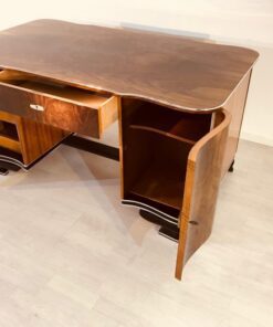 Art Deco, Moebel, Design, Schreibtisch, Wurzelholz, Walnuss, Furnier, braun, Wohnzimmer, Buero, Partnerschreibtisch, Frankreich,