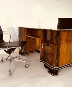 Art Deco, Moebel, Design, Schreibtisch, Wurzelholz, Walnuss, Furnier, braun, Wohnzimmer, Buero, Partnerschreibtisch, Frankreich,