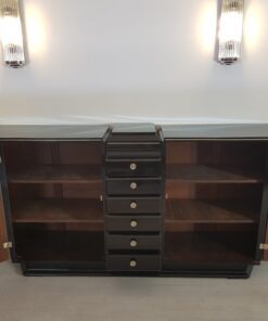 Art Deco, Sideboard, Design, geschwungene Turen, schwarz, Hochglanz, Lack, Innendesign, Kommode, Buffet, Credenza, Aufbewahrung, Luxus