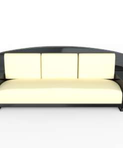 Großes Art Deco Sofa mit Klavierlack, Design, Antiquitaeten, Restauration, Daybed, Frankreich, Chrom, Griffe, Leder, Dreisitzer