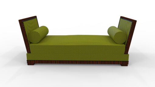 Art Deco Design, Zweisitzer, Sofa, Gruen, Luxus, Kissen, Wohnzimmer, Schlafzimmer, Makassar, Holz, elegant, Innendesign,