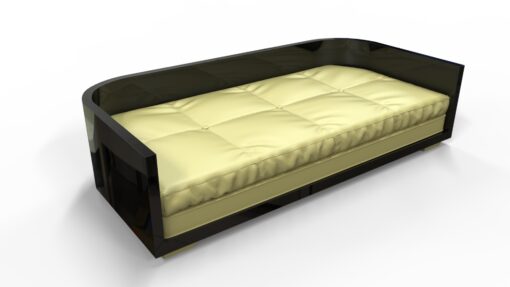 Schwarzes Art Deco Sofa, Design, Luxusmoebel, Moebel, Matratze, Gemuetlich, Hochwertig, Innendesign, Lack, Klavierlack, Knöpfe, Einrichtung, Wohnzimmer