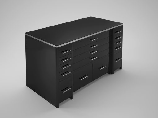 Eleganter Design Schreibtisch mit einer einzigartigen Schubladenfront. Luxus-Bueromoebel - beideseitig nutzbar. Individualisierungen Verfügbar.