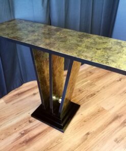 Konsolentisch, Design, Art Deco, Innendesign, Tisch, Konsole, Luxus, Metall, Bronze, Gold, Farbe, Treppenfuß, elegant, Wohnzimmer