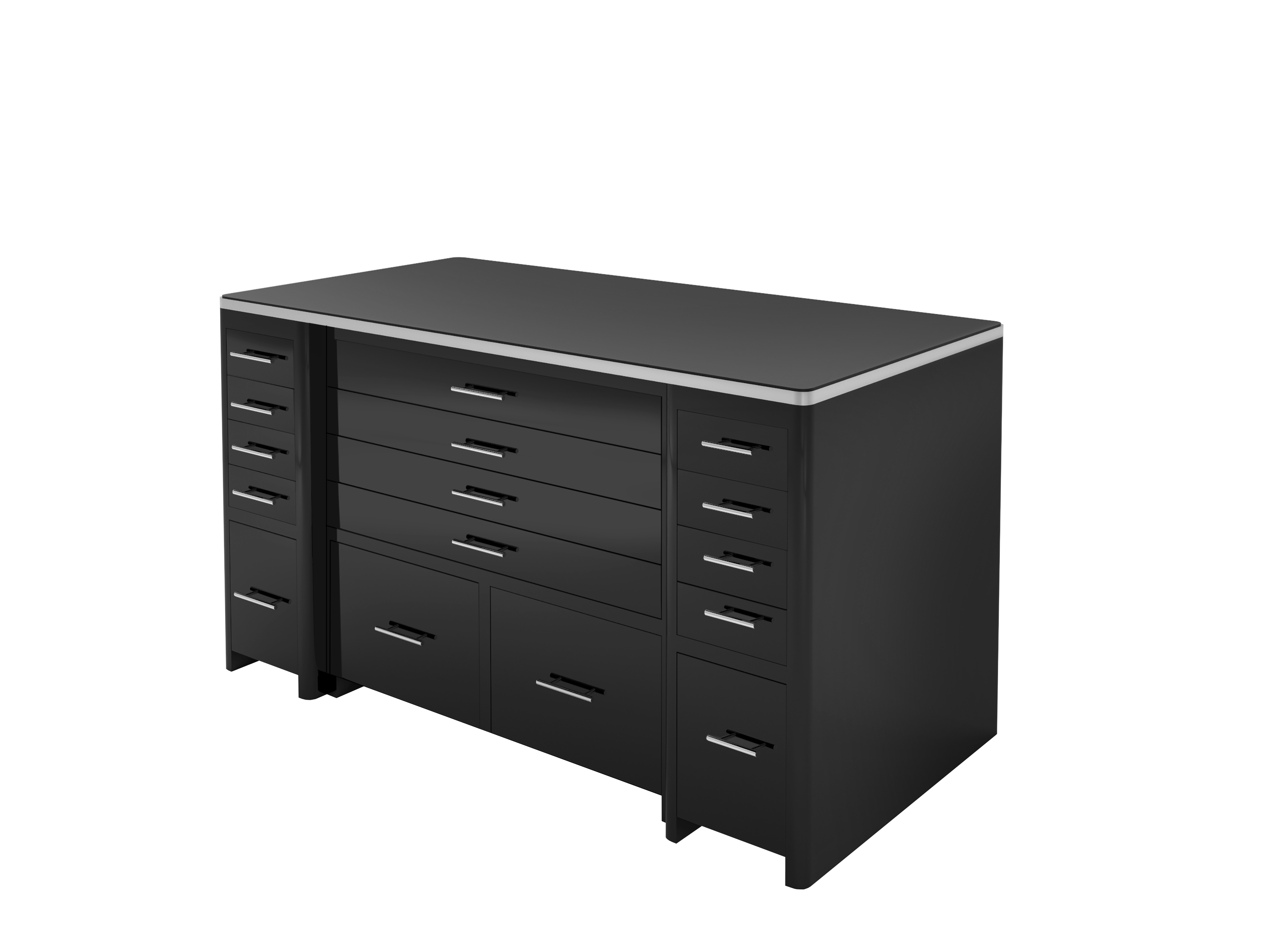 Hochglanz-Schwarzer Schreibtisch mit Schubladen Front | eBay