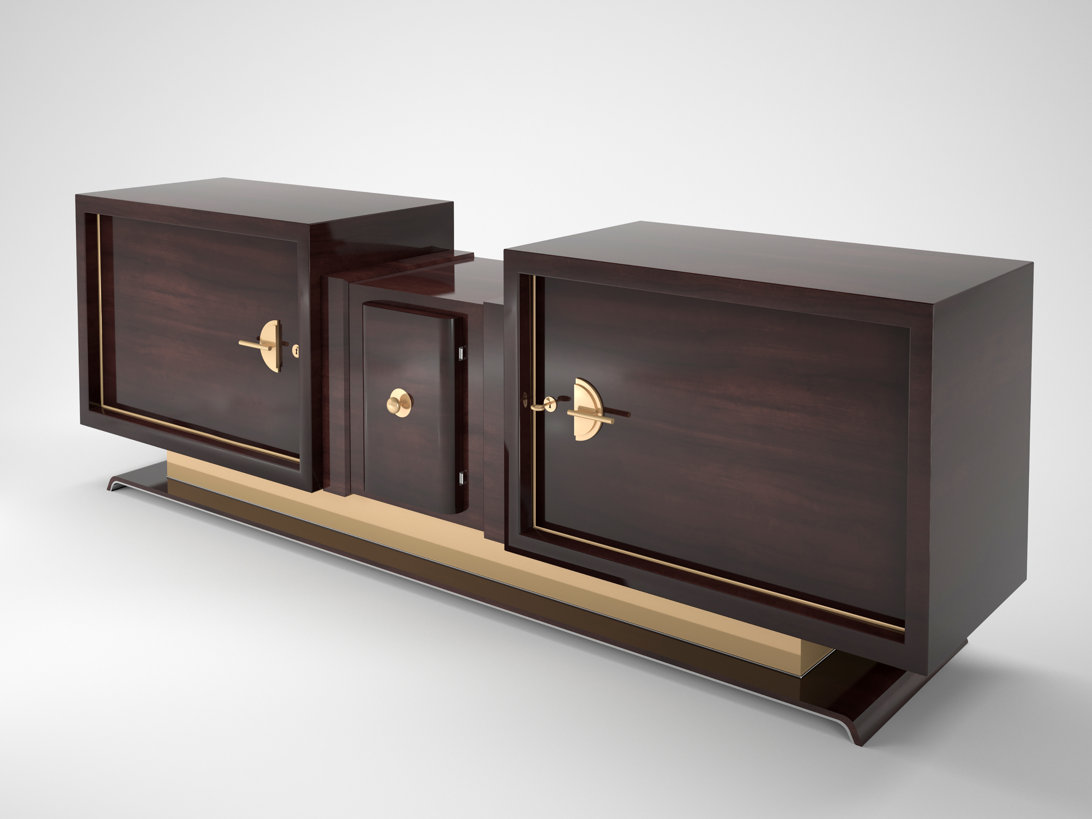 Art Deco Design Walnuss und Messing Sideboard eBay