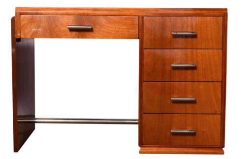 mahagoni, art, deco, schreibtisch, 1930, holz, braun, alt, vintage, design, büro, frankreich, schublade, restauriert, lackiert