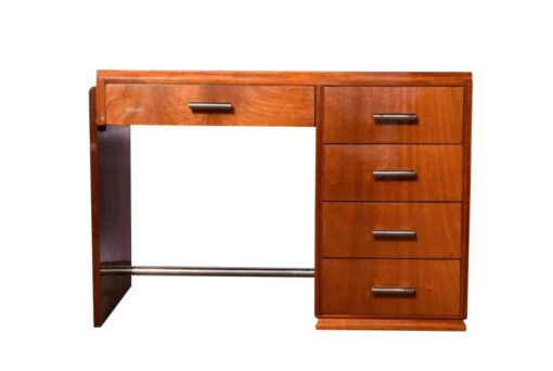 mahagoni, art, deco, schreibtisch, 1930, holz, braun, alt, vintage, design, büro, frankreich, schublade, restauriert, lackiert