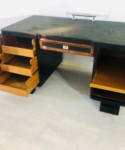 Original 1920er Art Deco Schreibtisch mit Alcantara Leder, Tische, Antiquitaeten, Moebel, Schreibtische, Nussbaum, Walnuss, Bücherhalter