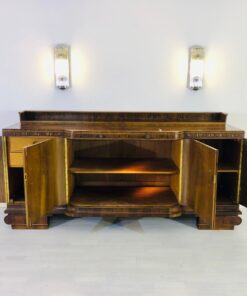 Großes Art Deco Walnuss Sideboard, Kirsch-Ornamente, klassisches Design, Walnussholz, Original, Antik, XXL, Furnier, Stauraum, Maserung