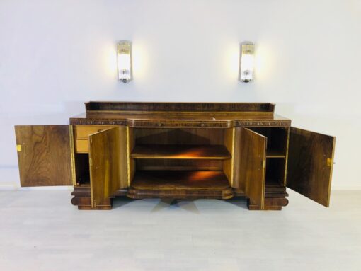 Großes Art Deco Walnuss Sideboard, Kirsch-Ornamente, klassisches Design, Walnussholz, Original, Antik, XXL, Furnier, Stauraum, Maserung