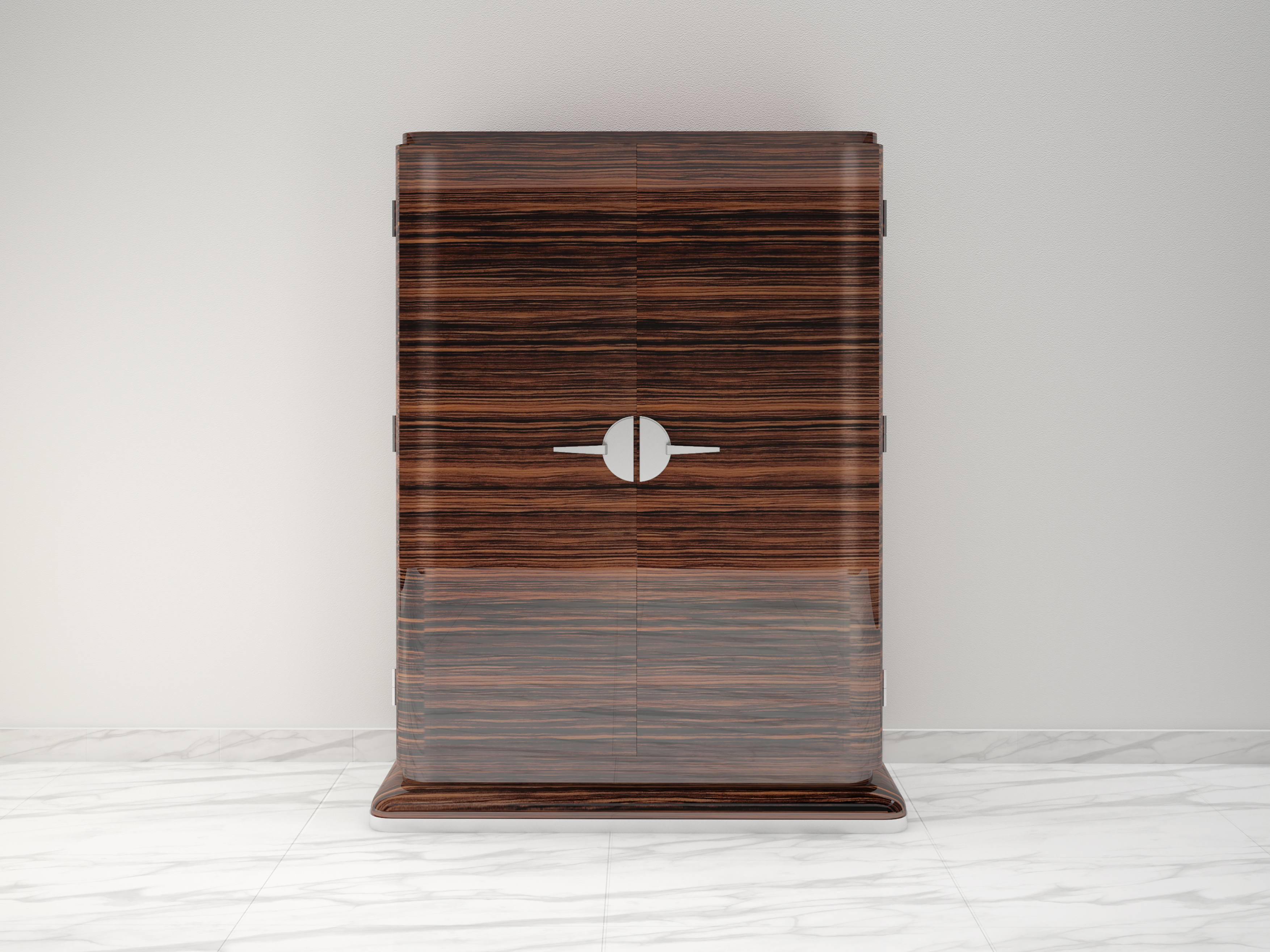 Moderner Design Schrank aus Makassar Chromgriffe Hochglanz