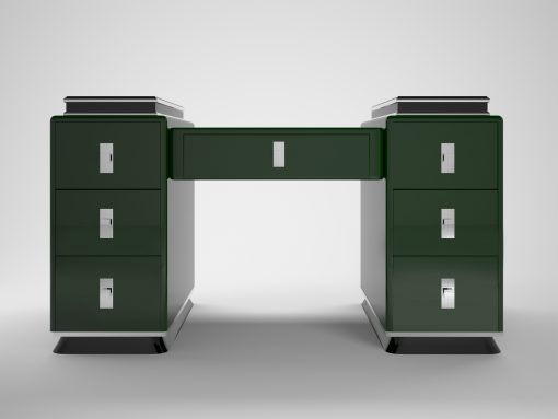 Moderner Design Tower Schreibtisch, Jaguar Racing Green, außergewöhnliches Finish, Hochglanz, lack, Designmoebel, Innendesign, Luuxus