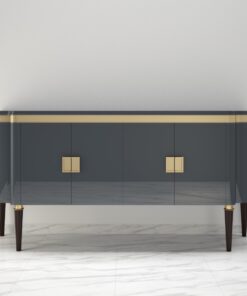 Hochglanz Design Sideboard in Hell-Anthrazit, Lack, High End, Luxusmoebel, Aufbewahrung, Buffet, Schrank, Wohnzimmerschrank