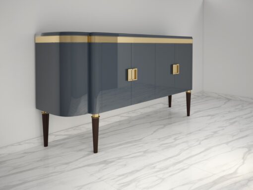 Hochglanz Design Sideboard in Hell-Anthrazit, Lack, High End, Luxusmoebel, Aufbewahrung, Buffet, Schrank, Wohnzimmerschrank