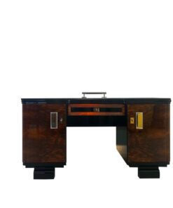 Original 1920er Art Deco Schreibtisch mit Alcantara Leder, Tische, Antiquitaeten, Moebel, Schreibtische, Nussbaum, Walnuss, Bücherhalter