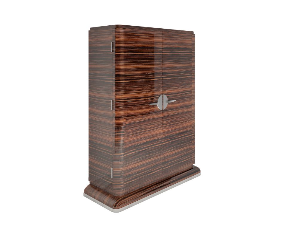 Moderner Design Schrank aus Makassar Chromgriffe Hochglanz
