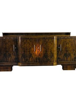 Großes Art Deco Walnuss Sideboard, Kirsch-Ornamente, klassisches Design, Walnussholz, Original, Antik, XXL, Furnier, Stauraum, Maserung