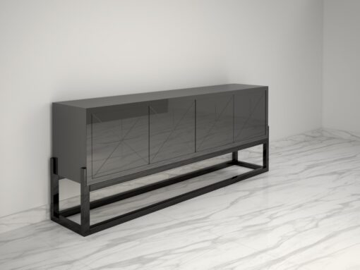 Modernes Design Sideboard mit einem Hochglanz-Finish, Luxusmoebel, Aufbewahrung, Moebel, Innendesign, Grauer lack, graue Moebel