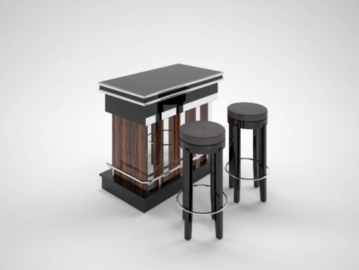 makassar, chrom, makassar, holz, design, klavierlack, bar, hocker, leder, wildleder, bezug, individualisierbar, änderbar, art, deco