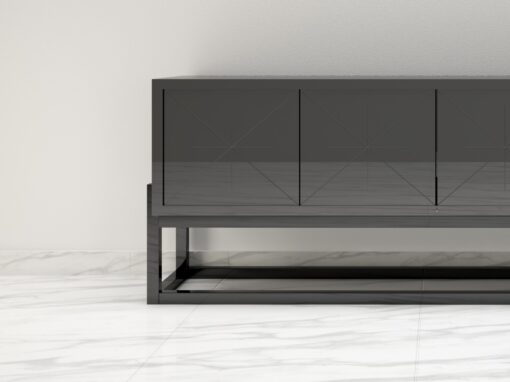 Modernes Design Sideboard mit einem Hochglanz-Finish, Luxusmoebel, Aufbewahrung, Moebel, Innendesign, Grauer lack, graue Moebel