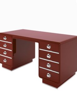 rot, design, schreibtisch, chrom, akzente, hochglanz, individualisierbar, änderbar, art, deco, style, stil, nachbau, feuerrot